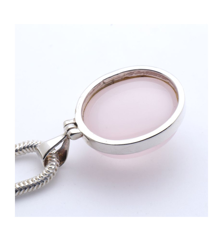 pendentif argent avec quartz rose