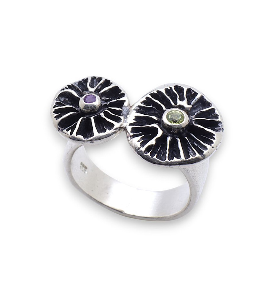 bague péridot argent