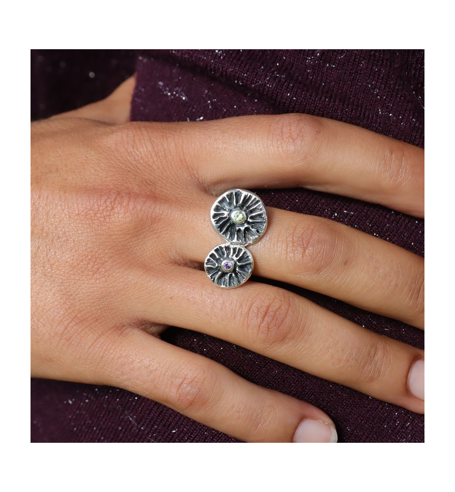 bague argent fleur création