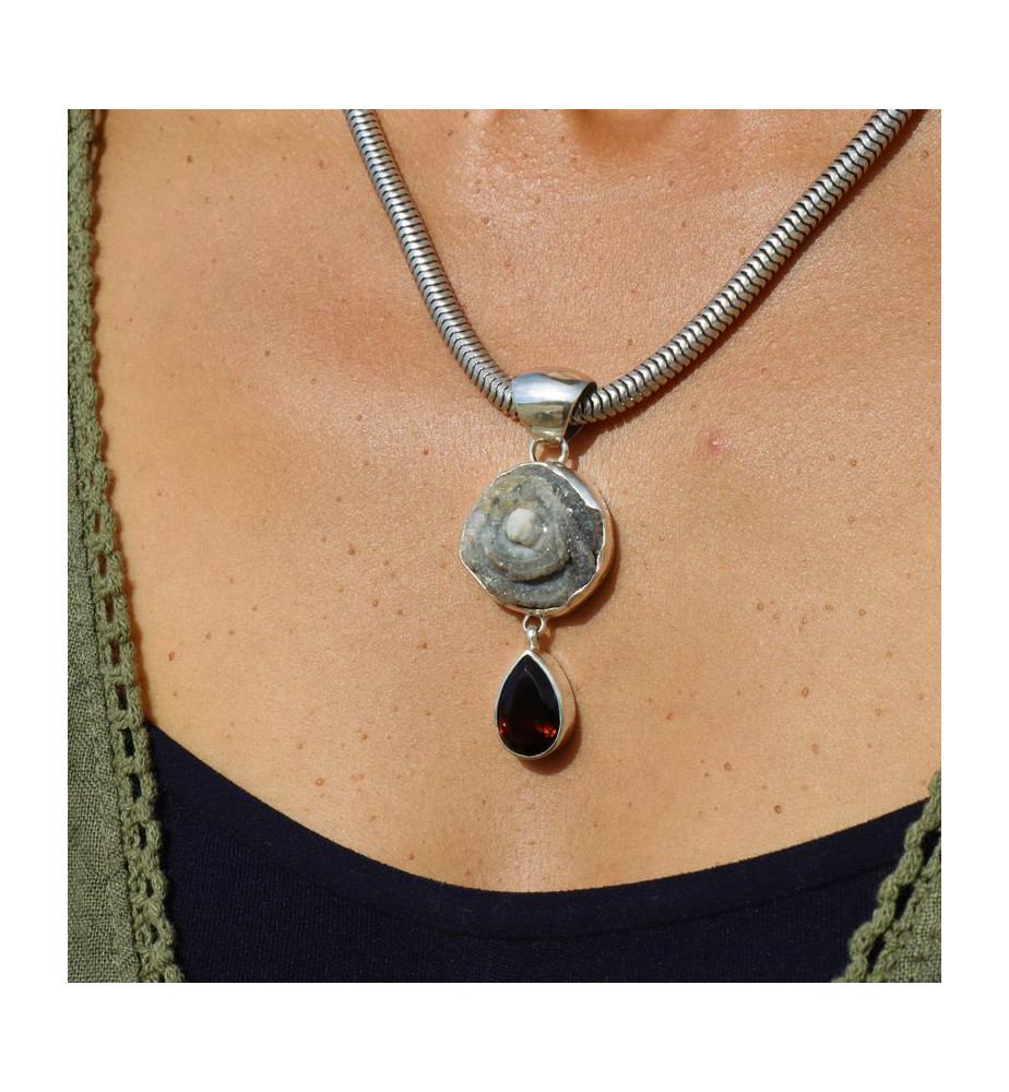 pendentif argent avec pierre brute