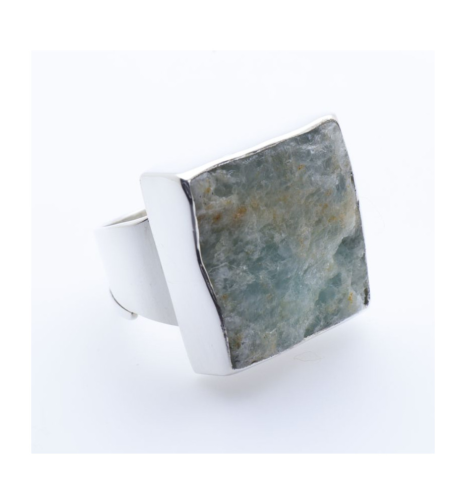 bague argent aigue marine naturelle