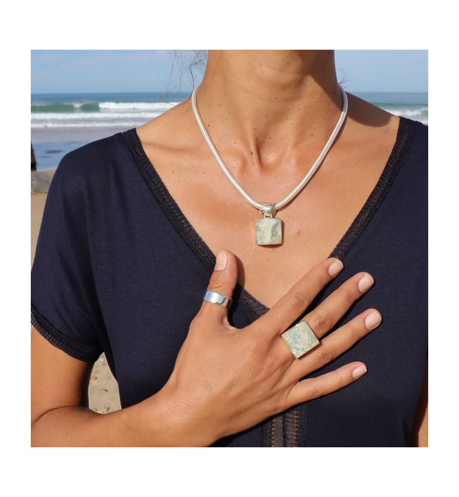 aigue marine pendentif homme