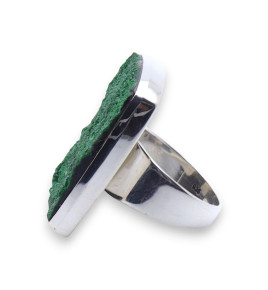 bague argent grenat vert