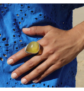 bague ambre jaune