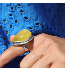 bague ambre jaune