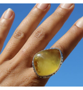 bague ambre jaune femme