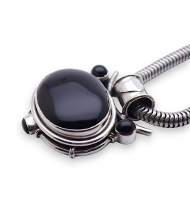 pendentif onyx noir et argent