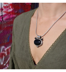 pendentif onyx noir femme