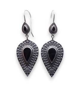 boucles d'oreilles onyx et argent