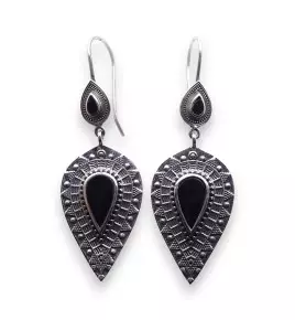 boucles d'oreilles onyx et argent
