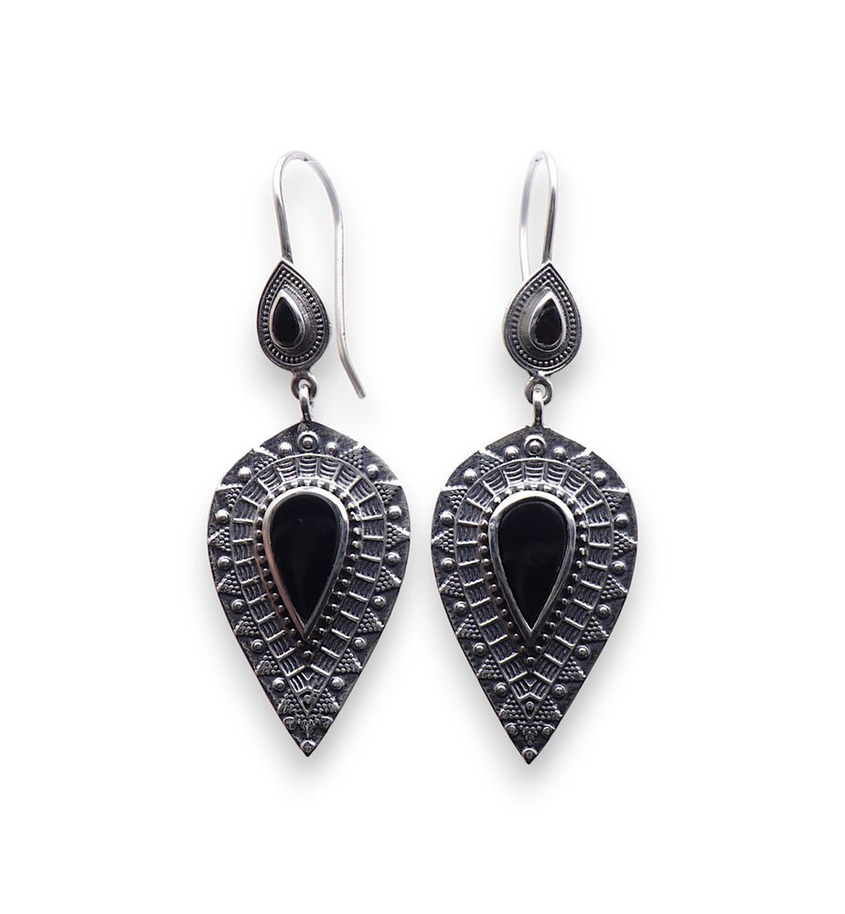 boucles d'oreilles onyx et argent