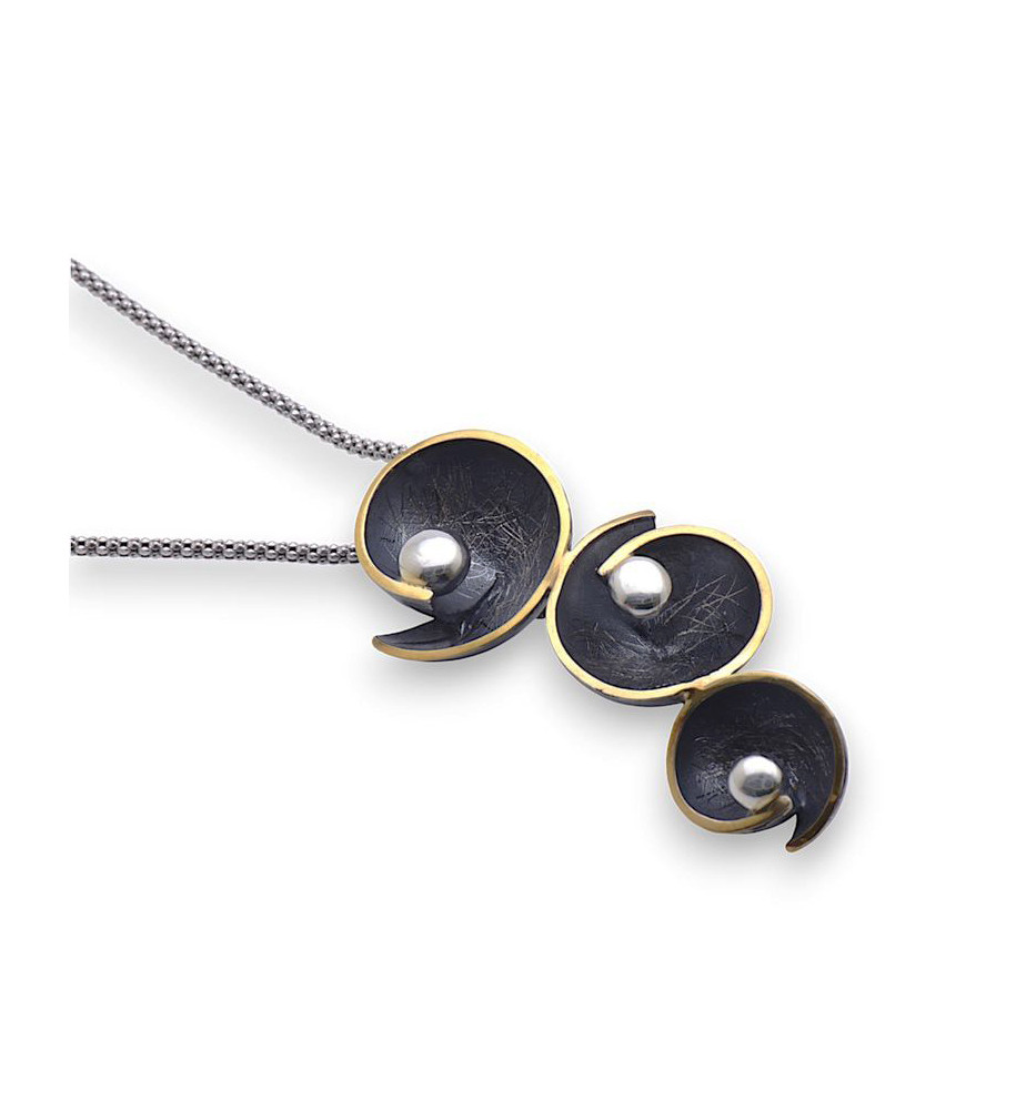 Pendentif Coquillage Et Chaîne En Argent Massif 925 - Ancien, Bon état