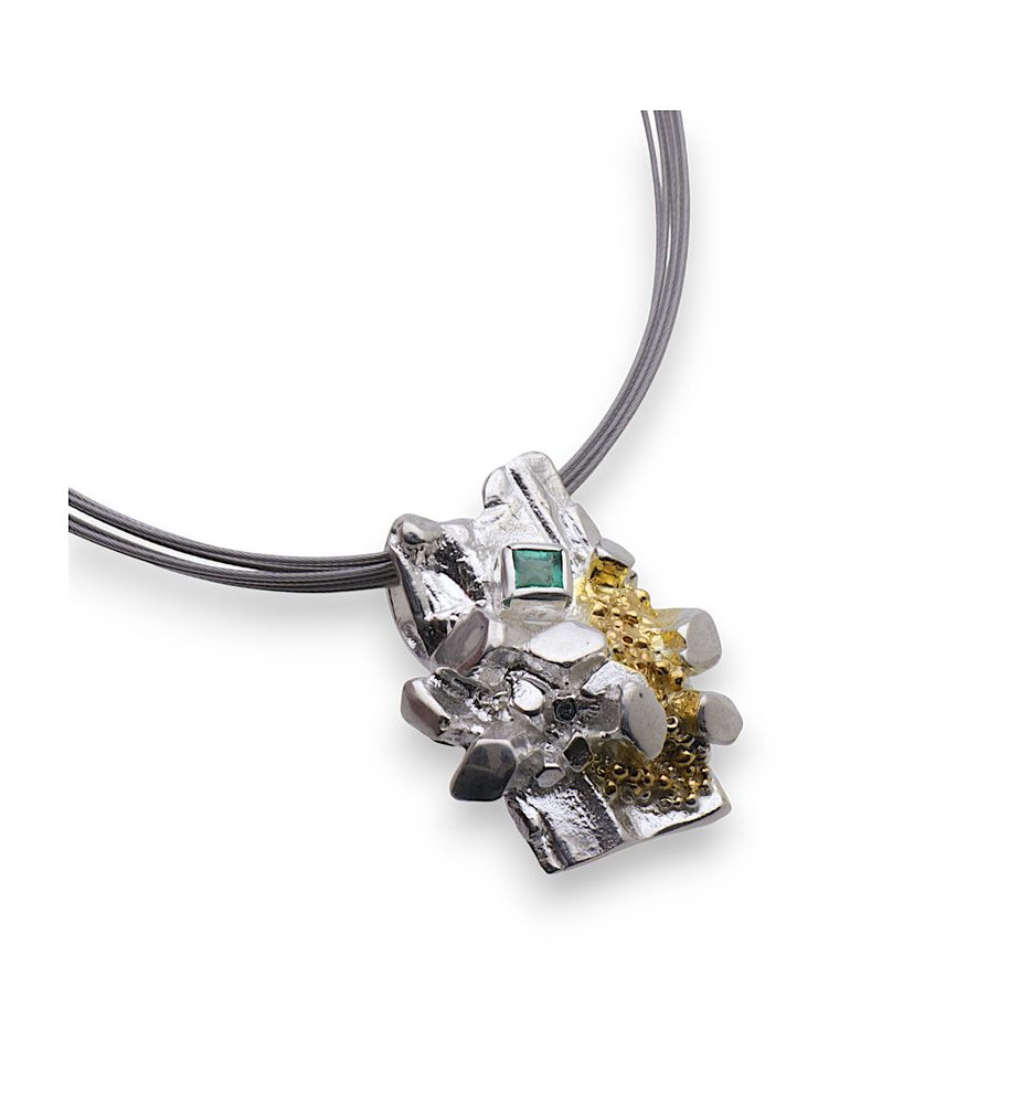 pendentif argent émeraude