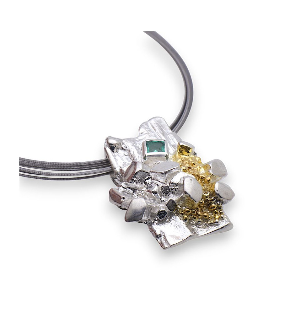 pendentif argent avec émeraude