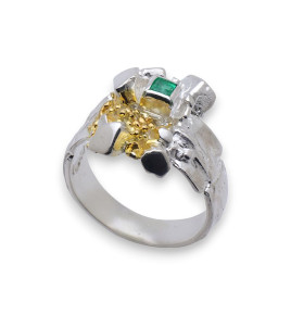 bague argent emeraude verte