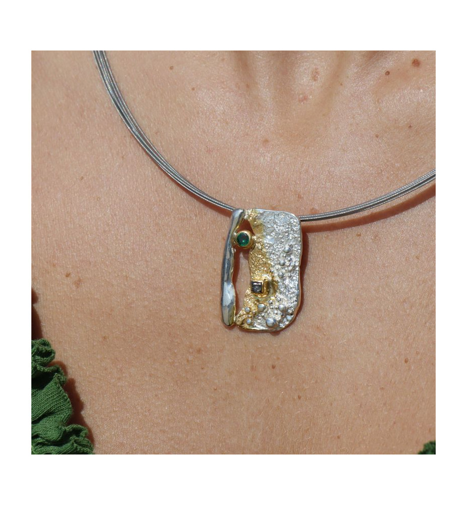 cordon avec cables et fermoir argent