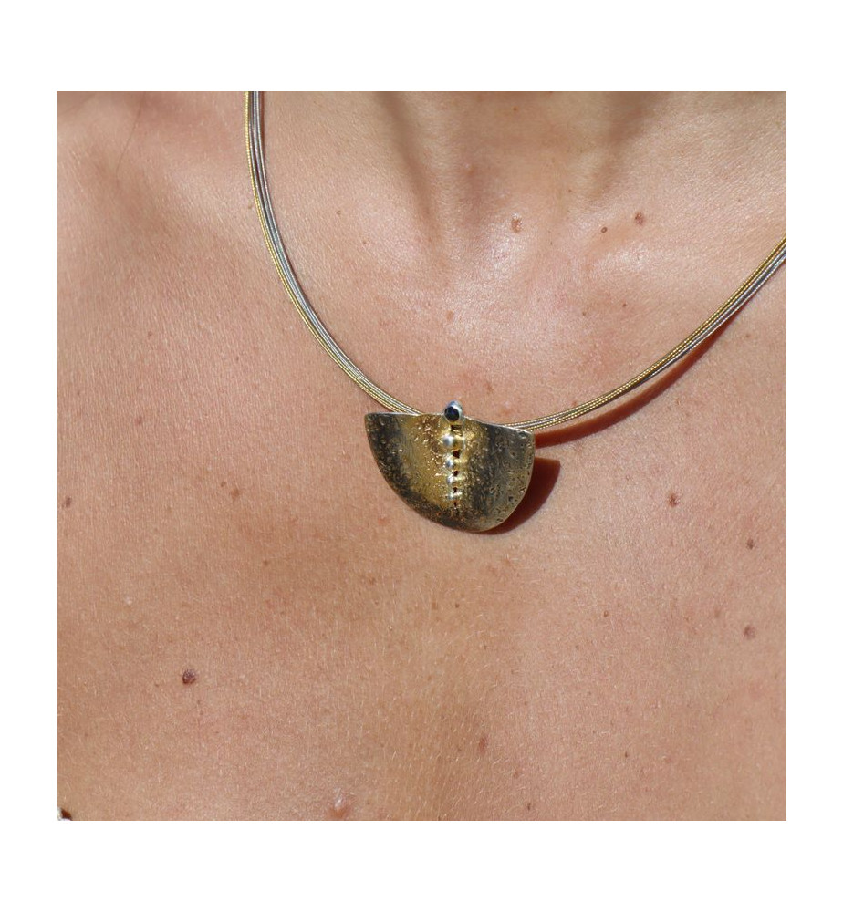 cordon avec cables et fermoir argent