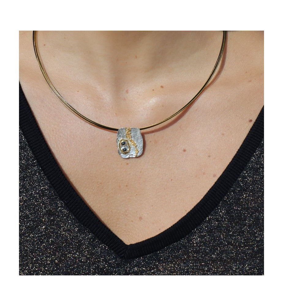 cordon avec cables et fermoir argent