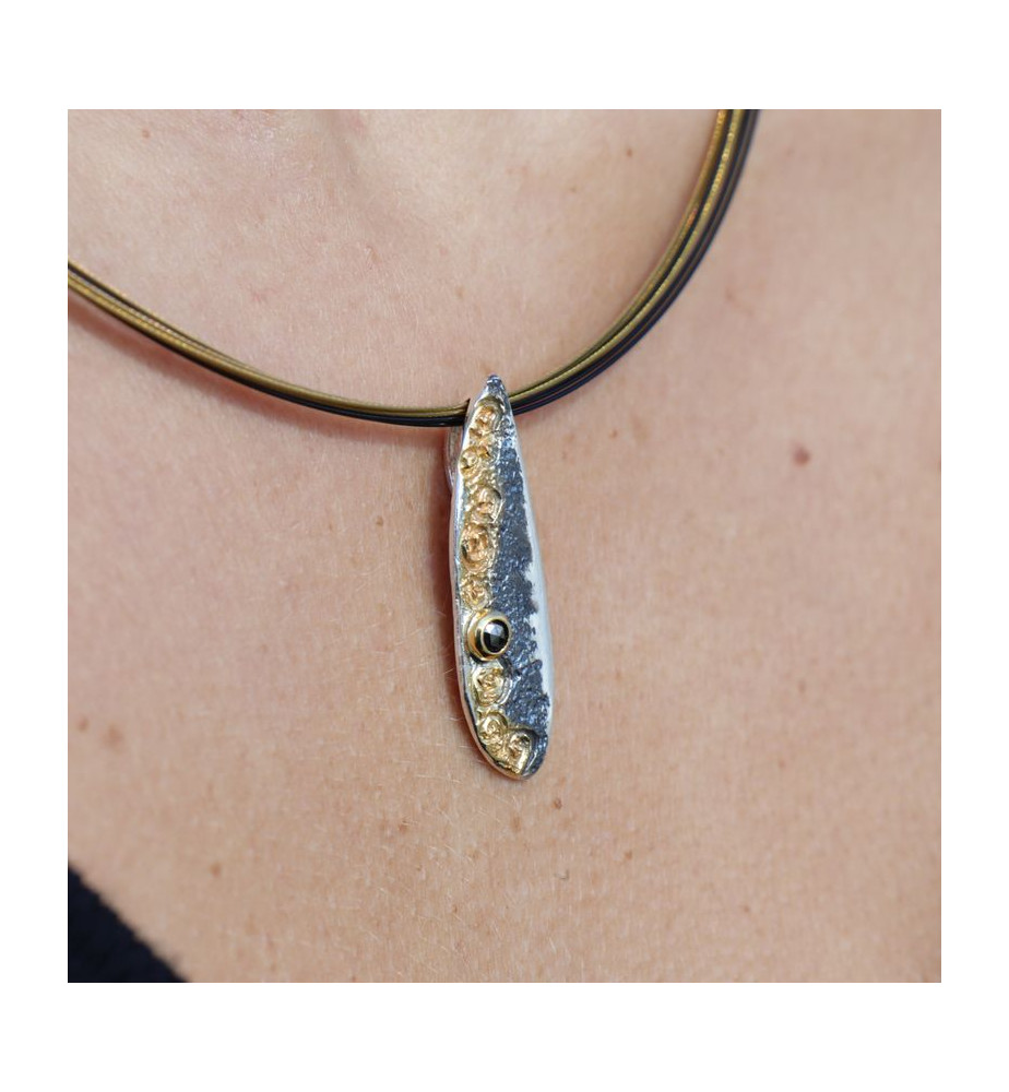 cordon cable pour pendentif avec fermoir argent