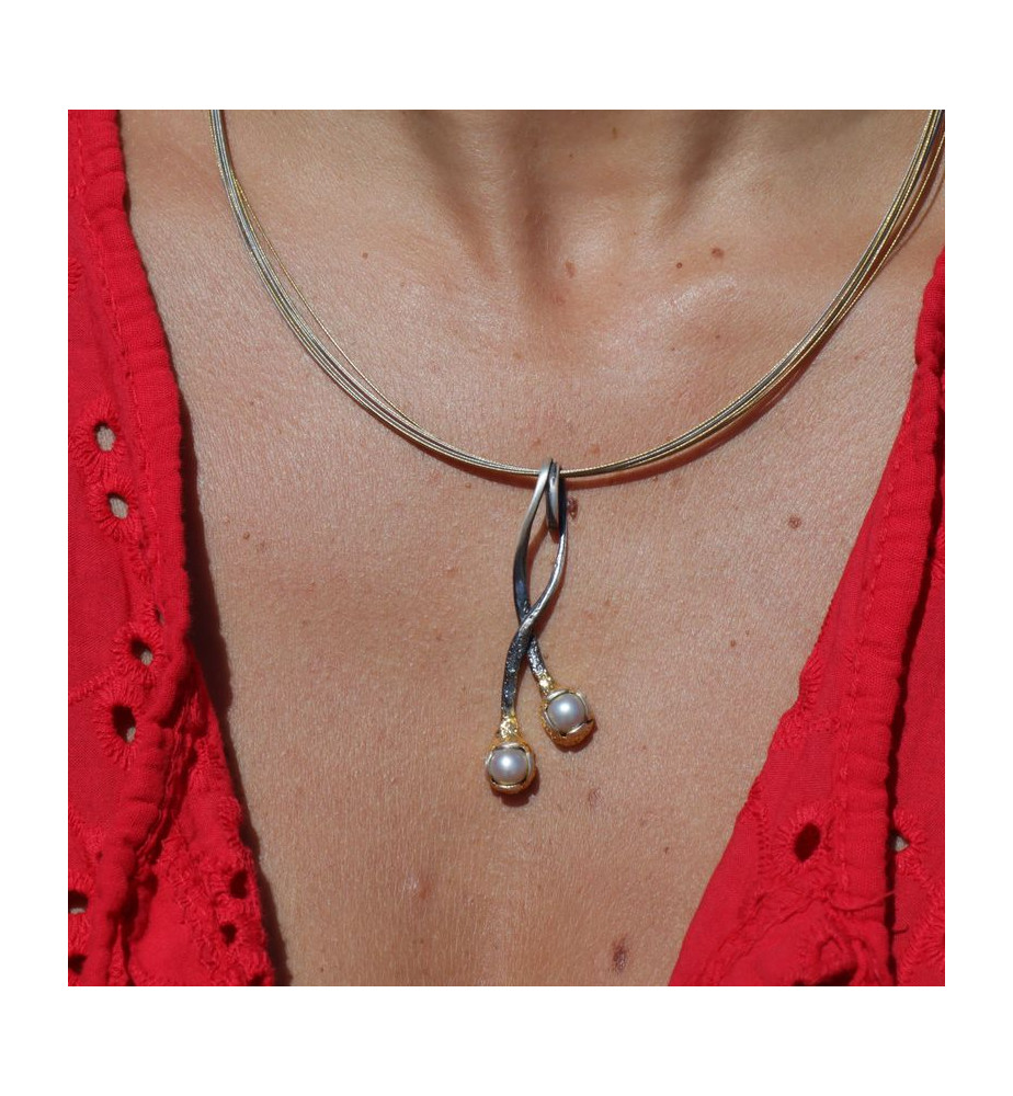 pendentif argent nacre