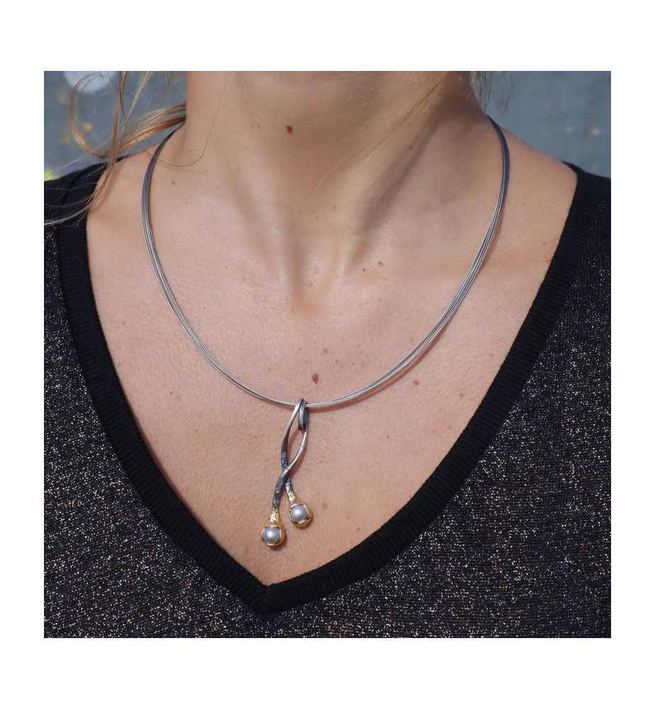 pendentif argent et nacre