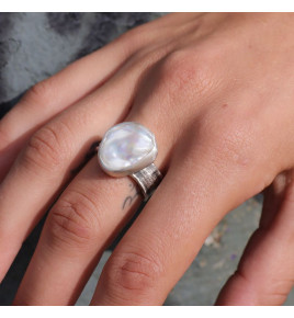 bague argent nacre femme