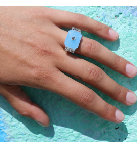 bague pierre jade bleu