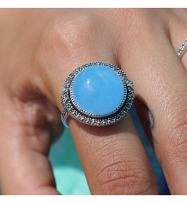 bague pierre jade bleu