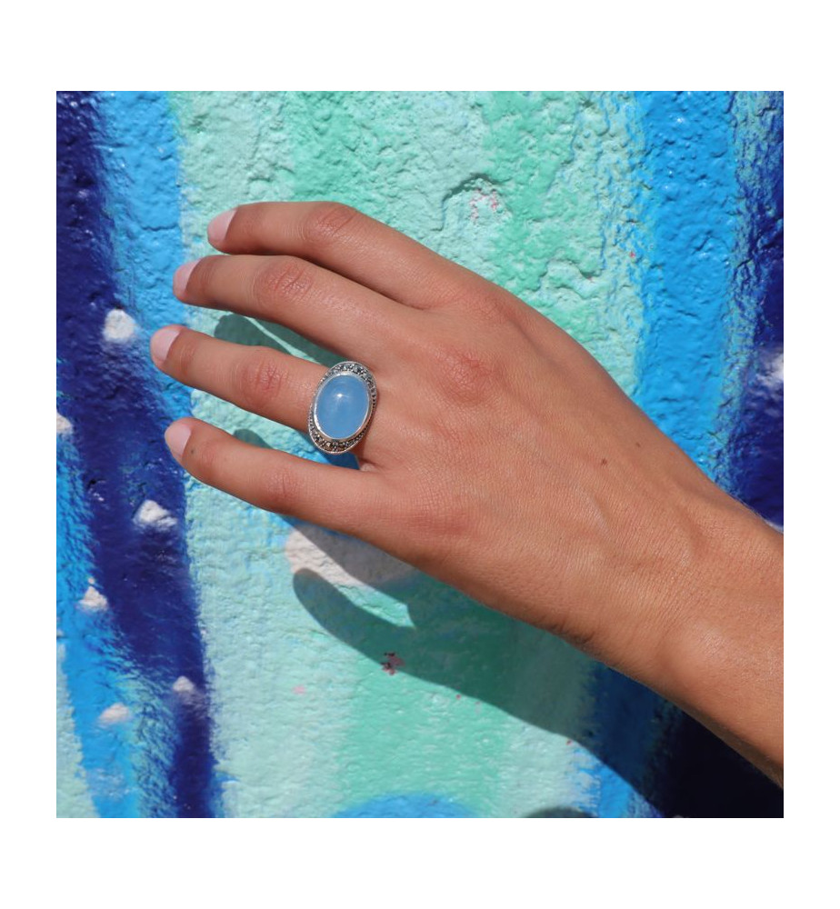 bague jade bleu
