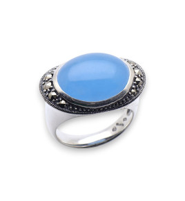 bague argent jade bleu