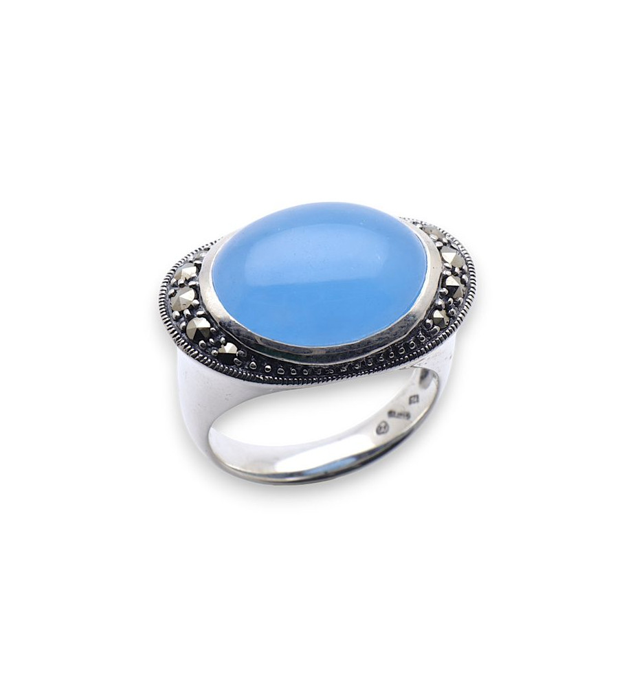bague argent jade bleu