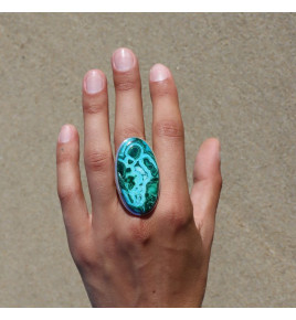 bague argent avec chrysocolle