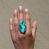 bague argent avec chrysocolle