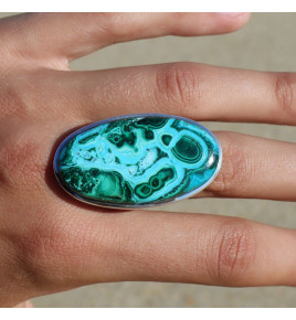 bague argent pierre bleu et vert