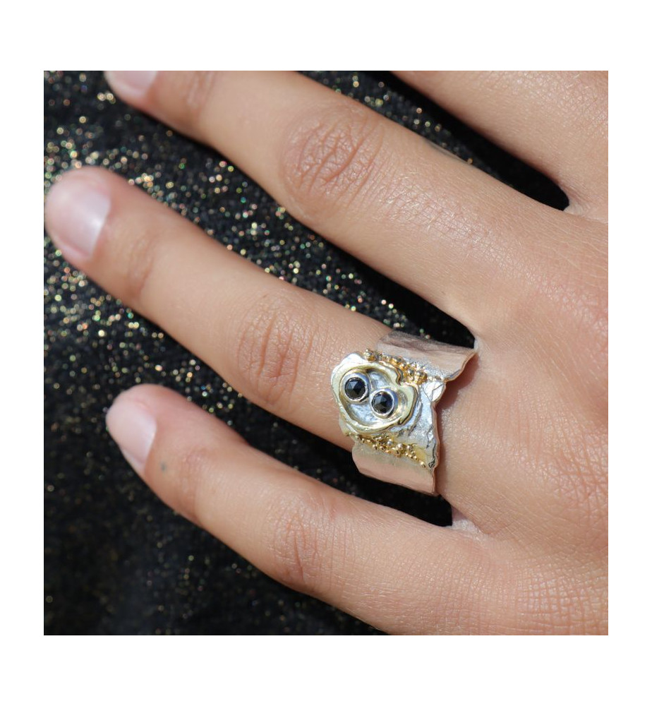 bague argent diamant noir