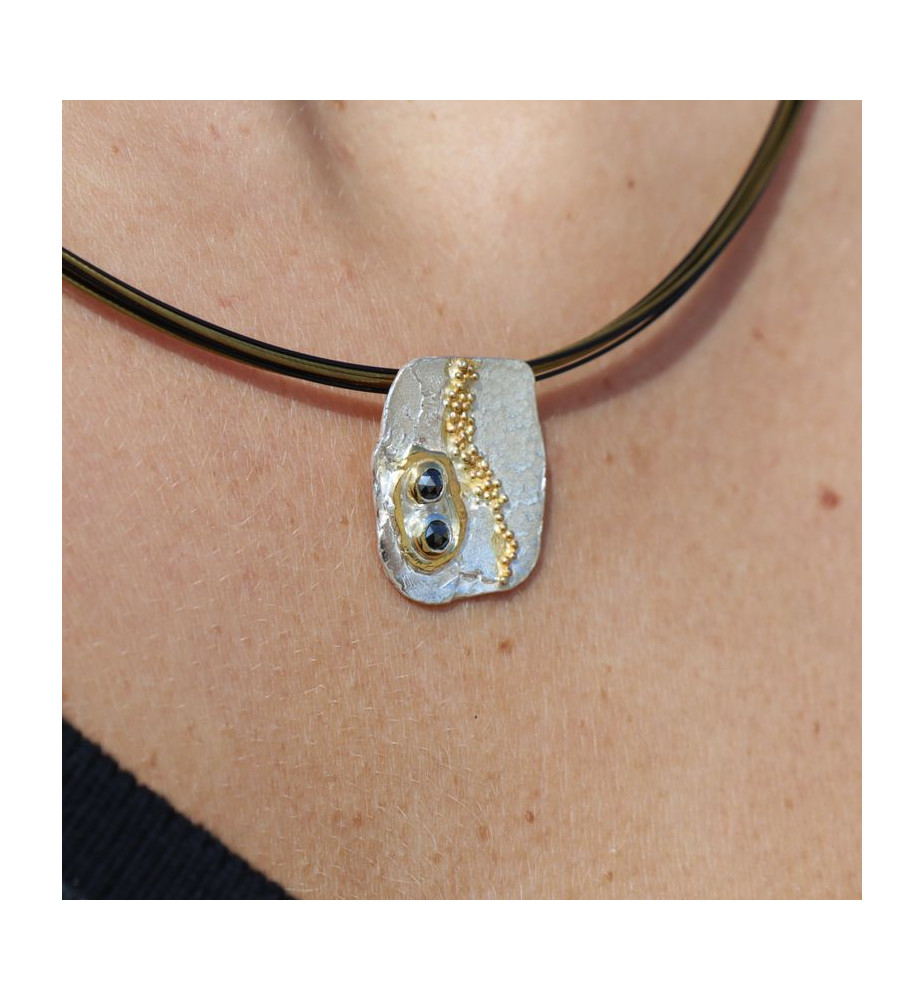 diamant noir pendentif argent femme