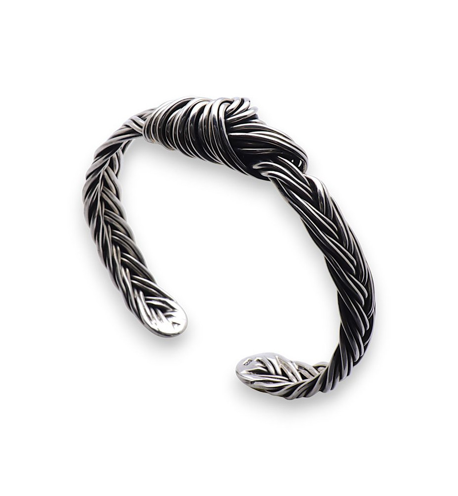 jonc argent massif plein homme