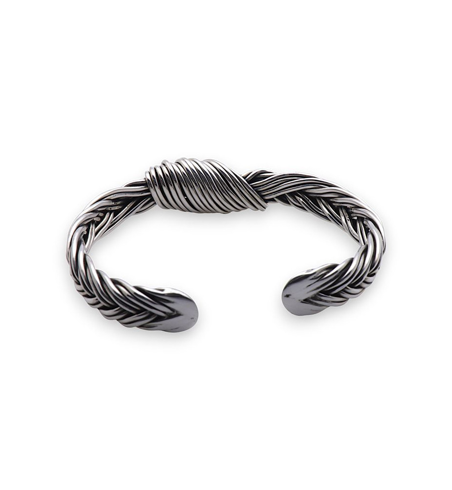 jonc argent tressé homme