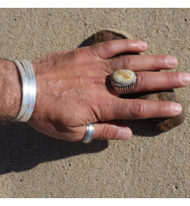 bague homme argent et pierre