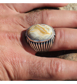 agate bague argent