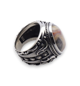 bague homme argent agate