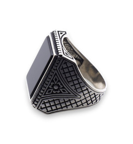 bague argent onyx homme