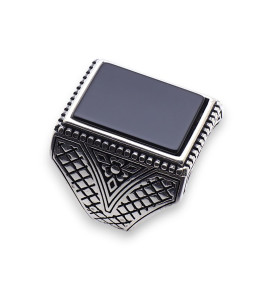 bague homme argent onyx noir