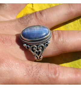 bague argent homme avec pierre bleu