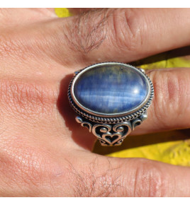 bague argent homme avec cyanite