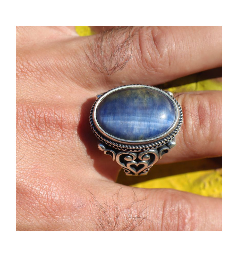 bague argent homme avec cyanite