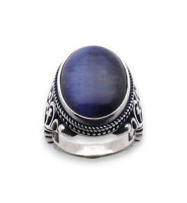 cyanite bleue bague homme