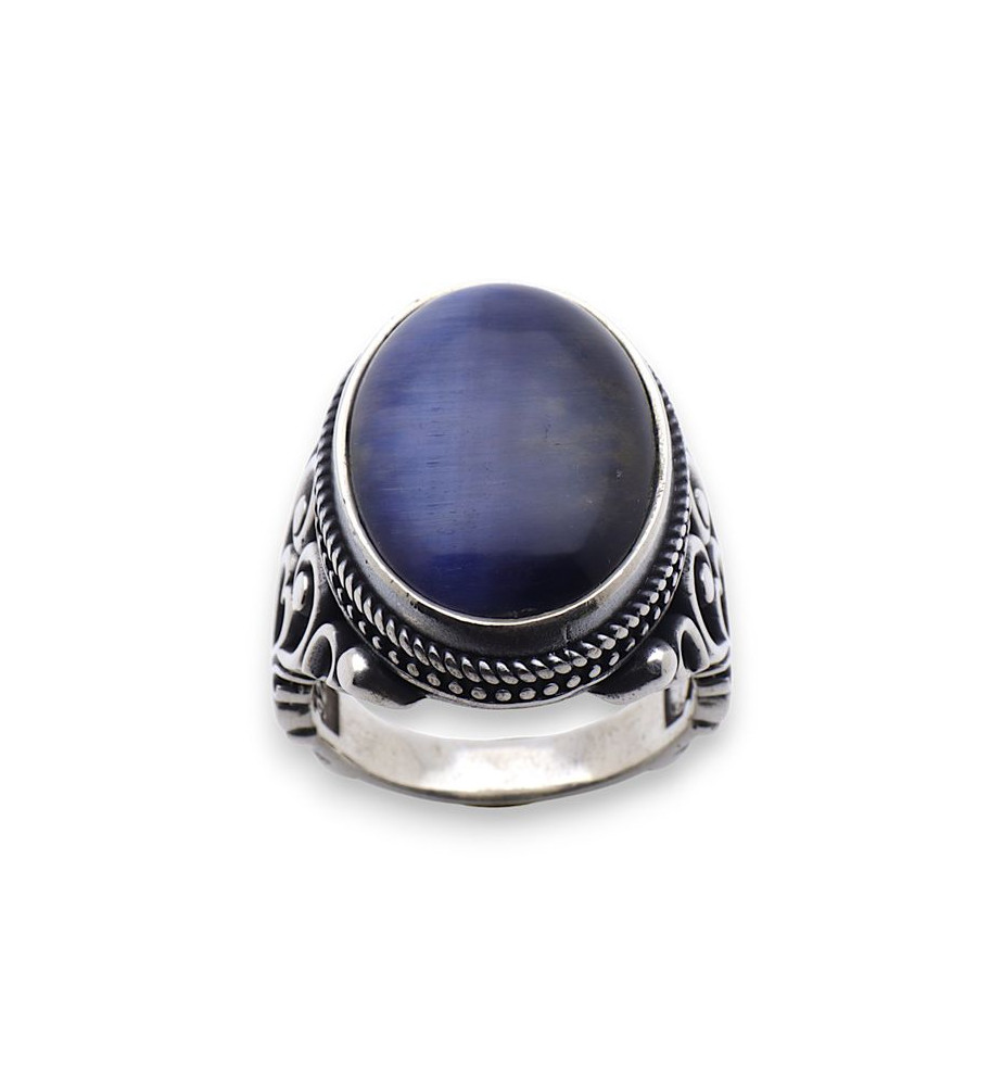 cyanite bleue bague homme