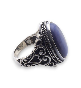 bague homme pierre bleu