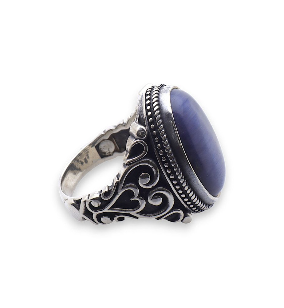 bague homme pierre bleu